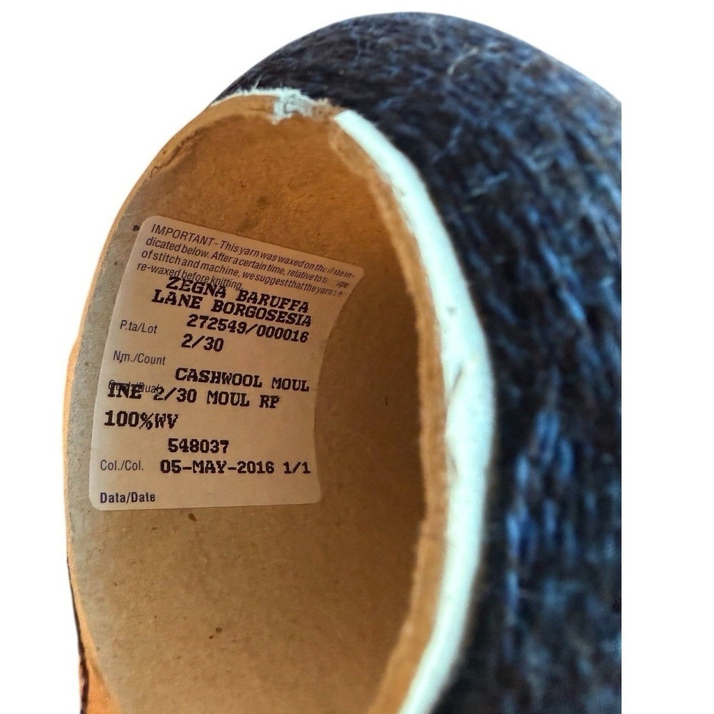 Zegna Baruffa Cashwool Mouline Cone Yarn 2/30 Blue Black 100% Wool Italy 548037